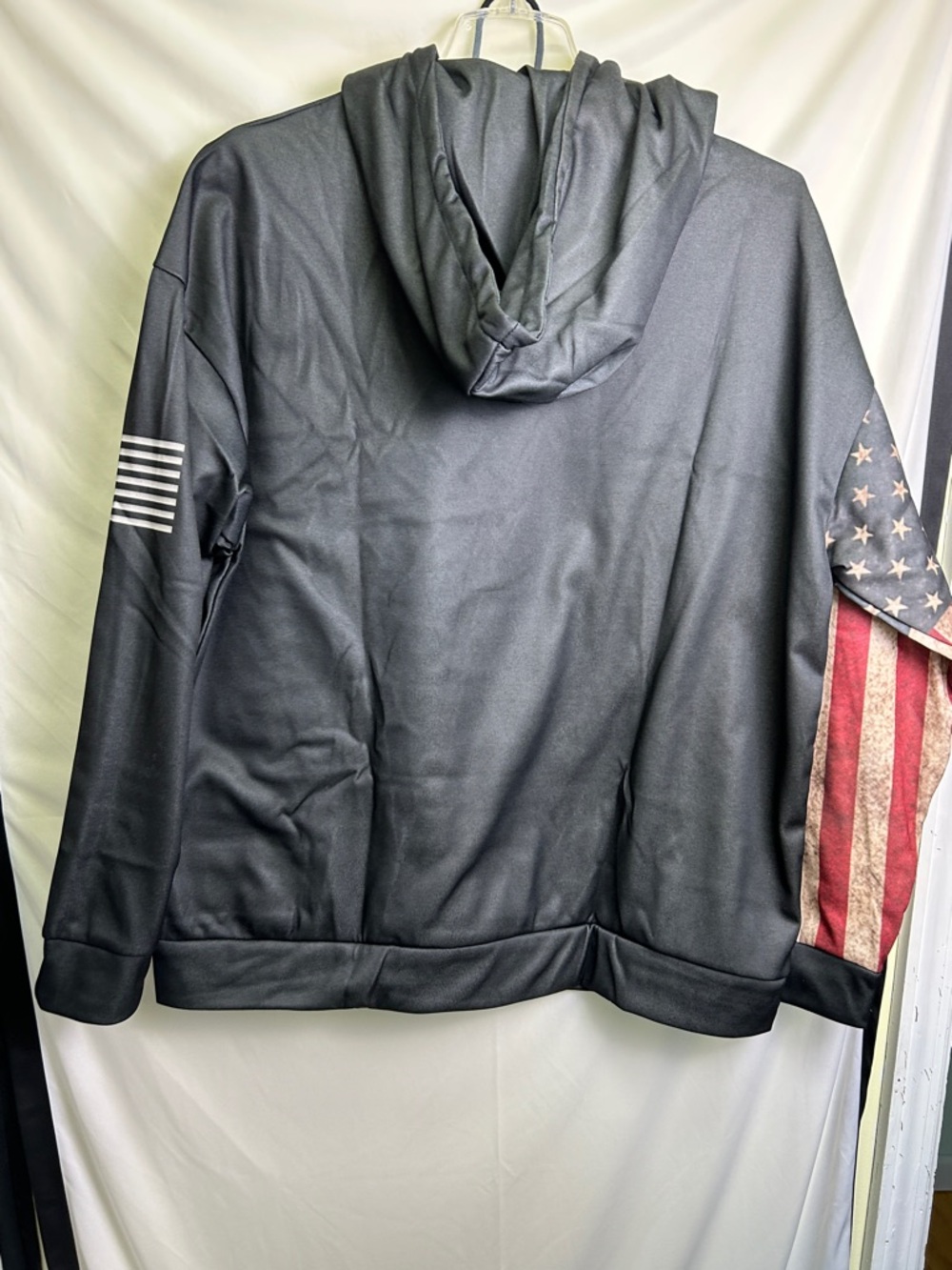 Freedom American Flag Sleeve Men's Black Hoodie - Picture 7 of 7